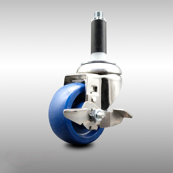 3 Inch 316SS Solid Polyurethane Swivel 7/8 Inch Expanding Stem Caster Brake
